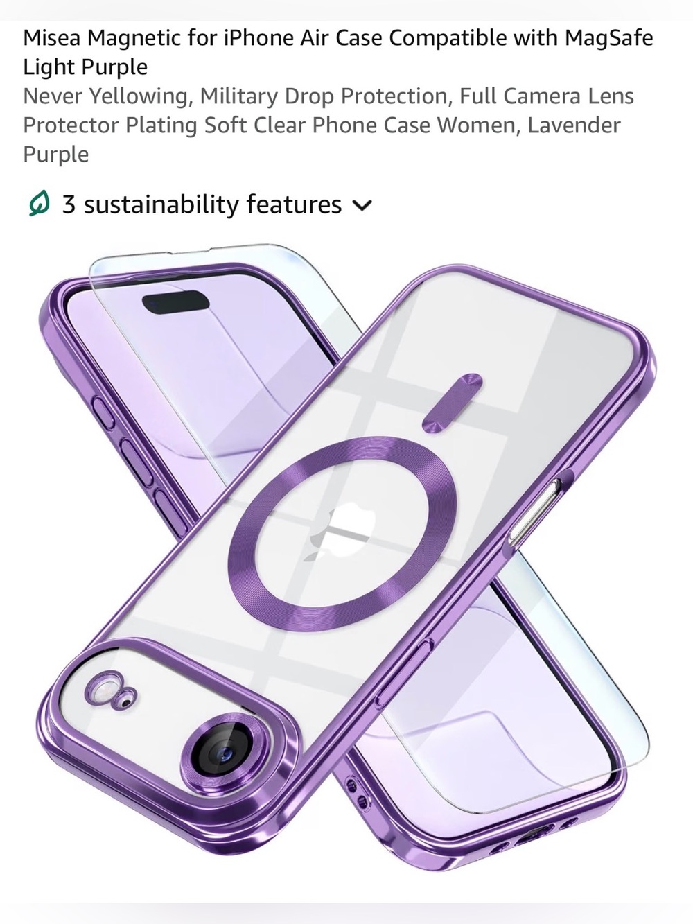 I phone 17 AIR case compatible with MagSafe light purple NEW